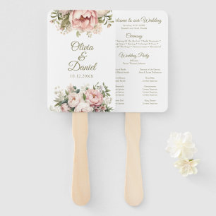 Floraler Hochzeitsprogramm-Fächer   Rosenrote und  Fächer