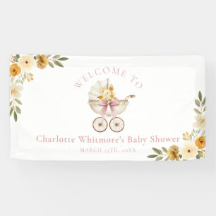 Floraler Kutschen-Babyshower-Willkommensbanner R Banner