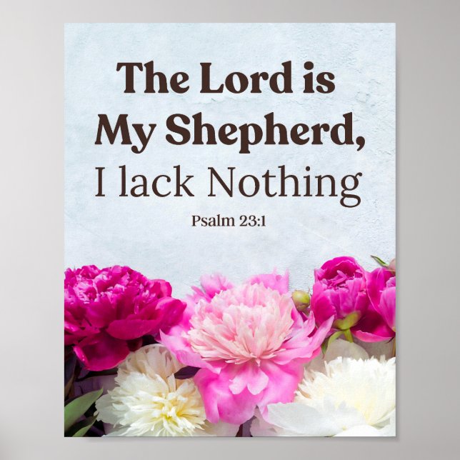 Floraler Psalm 23:1 Der Herr ist mein Hirte Poster (Vorne)