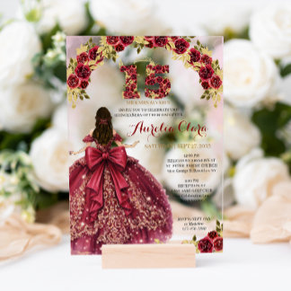 Floraler roter Prinzessinnenkleid Coquette Quincea Acryleinladungen