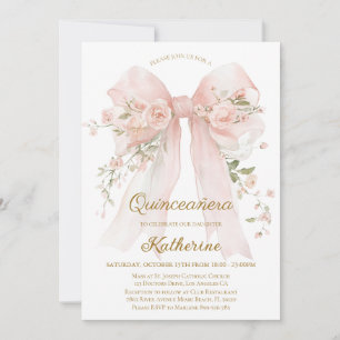 Floraler Schleifen-Quinceañera-Einladung 15. Gebur Einladung