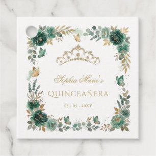 Floraler Schmetterling Smaragd-Gold-Tiara-Quinceañ Geschenkanhänger