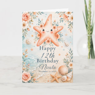 Floraler Seestern-Geburtstag Karte