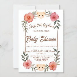Floraler Teddy-Bär-Baby-Shower-Einladung Neutral Einladung