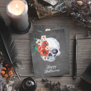 Floraler Totenkopf Halloween Karte