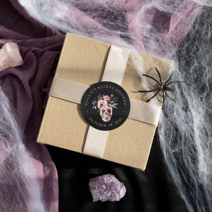 Floraler Totenkopf-Hochzeitsdusche-Favor zum Hallo Runder Aufkleber