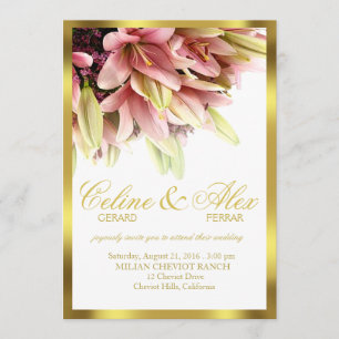 Floraler Umarmung Rosa Calla-Lilien Hochzeit Einladung