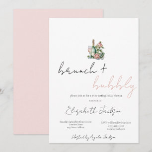 Floraler Wein-Set Brunch & Bubbly Brautparty Einladung