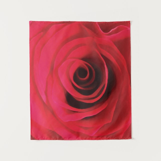 Florales abstraktes Design, rote Rose Wandteppich (Vorderseite)