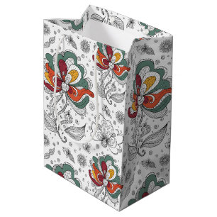 Florales abstraktes Kritzelkunst-Stil Grün Rot Gel Mittlere Geschenktüte
