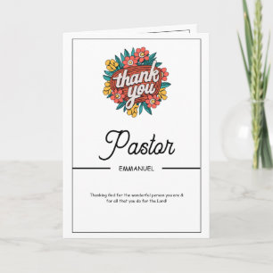 Florales Abzeichen Pastor Dankeskarten Karte
