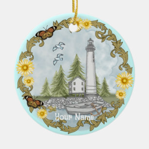 Florales Alabama Leuchtturm-Ornament Keramik Ornament