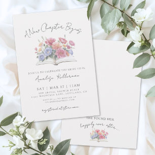 Florales Aquarell Elfenbein Buch Brautparty Einladung