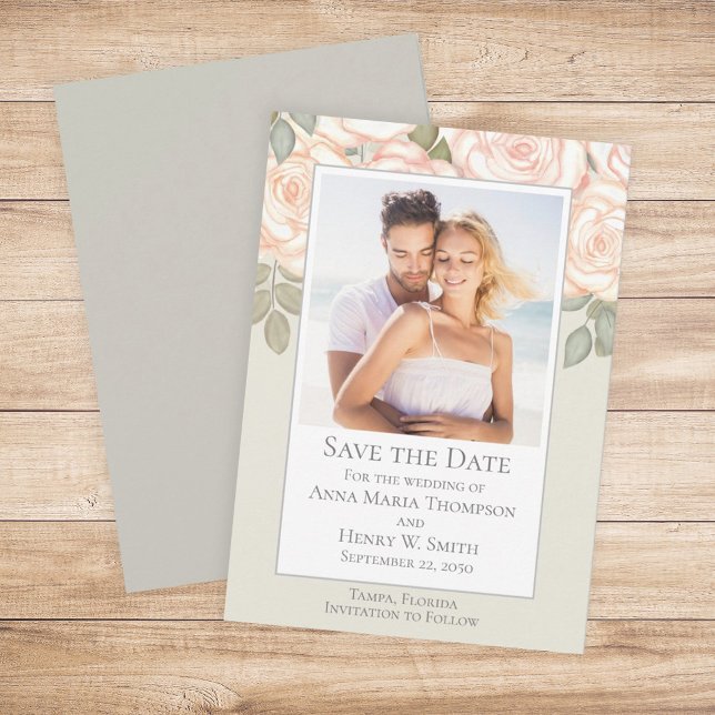 Florales Aquarell-Grün Save the Date Salbei Einladung (Von Creator hochgeladen)