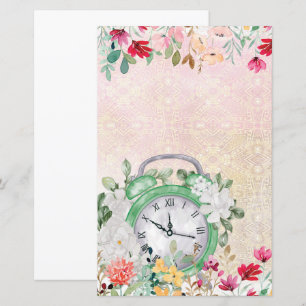 Florales Aquarell-Uhr-Dekupage-Sch scrapbook-Papie