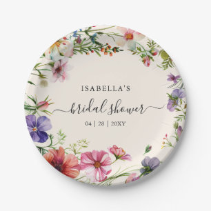 Florales Aquarell-Wildblumen-Braut-Dusche Pappteller