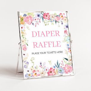 Florales Baby in Blüte Windel-Raffle-Schild Poster