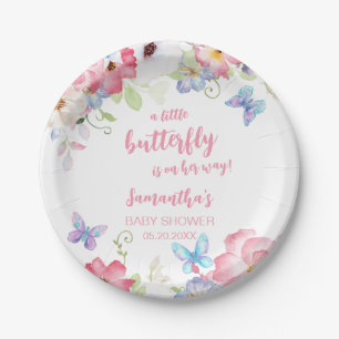 Florales Baby-Schmetterlings-Mottoparty Pappteller