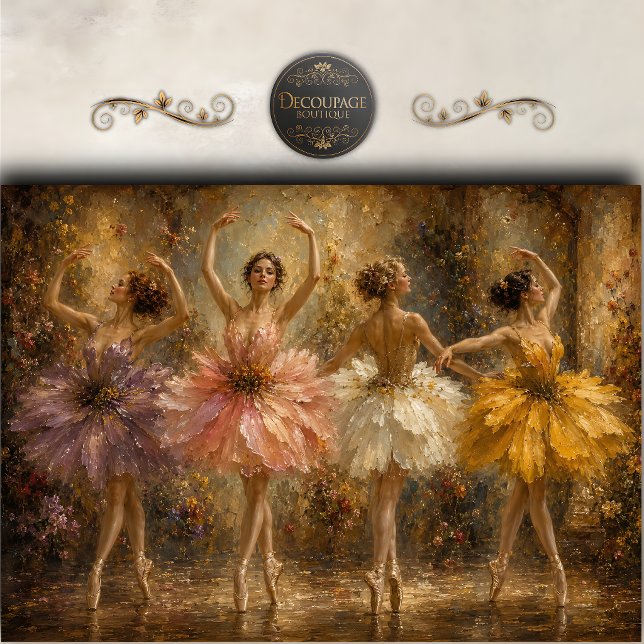 Florales Ballett-Quartett-Decoupage Seidenpapier (Floral Ballet Quartet Decoupage Tissue Paper)