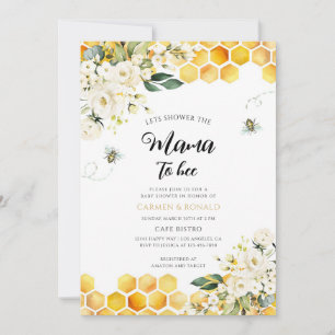 Florales Bienenstock-Baby-Taufparty Einladung