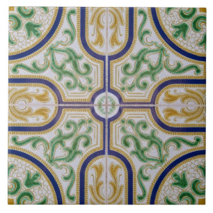 florales blau gelbes modernes Azulejos-Kachel Fliese
