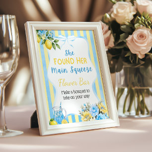 Florales Blaues Main Squeeze Brautparty Blumenbar Poster