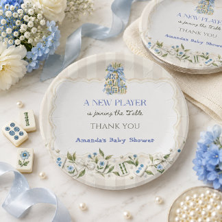 Florales Blaues Neues Spieler Mahjong Baby Boy Sho Pappteller