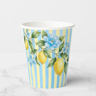 Florales Blaues Zitronen-Haupt-Squeeze-Brautjungfe Pappbecher