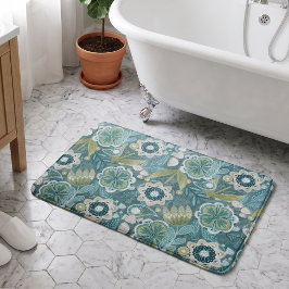 Florales Boho-Botanikmuster Badematte