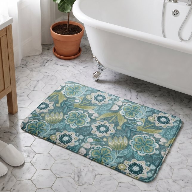 Florales Boho-Botanikmuster Badematte (Von Creator hochgeladen)