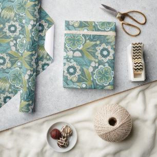 Florales Boho-Botanikmuster Geschenkpapier