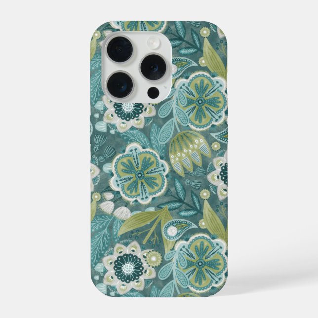 Florales Boho-Botanikmuster iPhone Hülle (Rückseite)