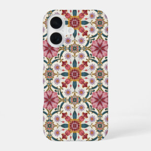 Florales Boho-Muster in Rot, Pink & Türkis iPhone 16 Hülle