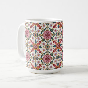 Florales Boho-Muster in Rot, Pink & Türkis Kaffeetasse