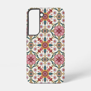 Florales Boho-Muster in Rot, Pink & Türkis Samsung Galaxy Hülle