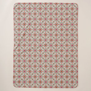 Florales Boho-Muster in Rot, Pink & Türkis Sherpadecke