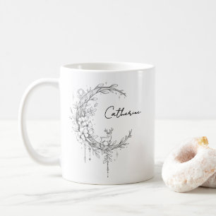 Florales botanisches Monogramm Benutzerdefiniert Kaffeetasse