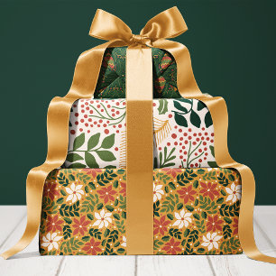 Florales botanisches Weihnachten Geschenkpapier Set
