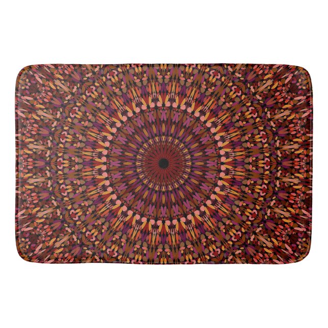 Florales braunes Mandala-Design Badematte (Vorderseite)