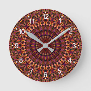 Florales braunes Mandala-Design Runde Wanduhr