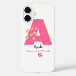 florales Brief A iPhone 16 Hülle/elegantes Monogra Hülle