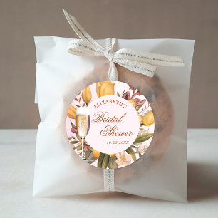 Florales Brunch und sprudelndes Brautbad Runder Aufkleber