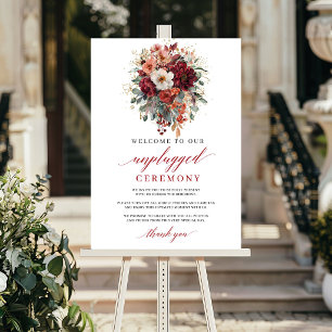 Florales Burgunderrot Herbst Unplugged Zeremonie S Poster