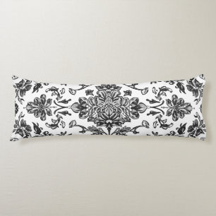 Florales Chinoiserie Schwarz-Weiß-Aquarell Seitenschläferkissen