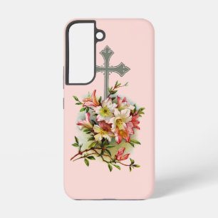 Florales christliches Kreuz Samsung Galaxy Hülle