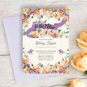 Florales Derby-Brautbad mit lila-gelben Rosen Einladung