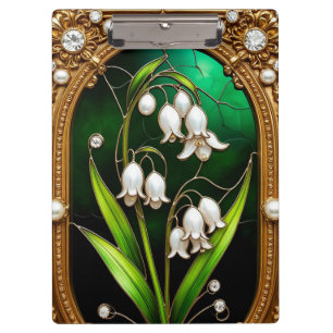 Florales Design im goldenen Rahmen Klemmbrett