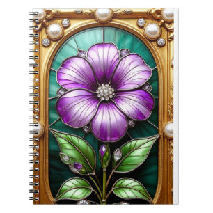 Florales Design im goldenen Rahmen Notizblock