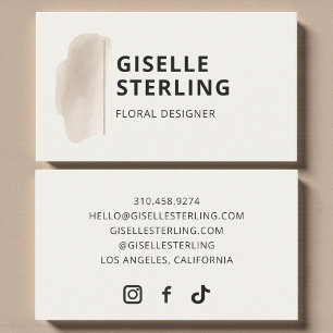 Florales Design Neutral Beige Wasserfarbe Visitenkarte