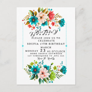 Florales Einladungsvorlage für Abendessen, bearbei Postkarte